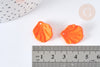 Breloque coquillage orange acrylique effet caoutchouc 20 mm, perles plastique,x5 G7277