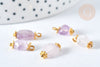 Breloque nuggets jade naturelle violet laiton doré 14~17mm, pendentif bijoux pierre naturelle, x1 G7588