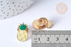 Broche émail ananas jaune et vert zamac doré 23x12mm, broche originale, x1 G7847