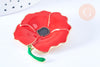 Broche fleur coquelicot rouge laiton doré émaillé 59x25mm,broche dorée, x1 G6731