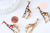 Broche girafe multicolore laiton doré émaillé,broche dorée, décoration veste, 59x25mm,x1 G5557