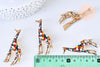 Broche girafe multicolore laiton doré émaillé,broche dorée, décoration veste, 59x25mm,x1 G5557