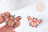 Broche pin's abeille insecte ailé émaillé 40mm,broche dorée,décoration veste,x1 (G8503)