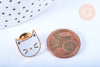 Broche pins chat blanc doré émail 14mm,broche dorée, décoration veste,x1 G6625