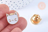 Broche pins chat blanc doré émail 14mm,broche dorée, décoration veste,x1 G6625