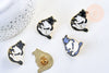 Broche pins chat noir & blanc Ying Yang mystique doré émail noir,broche dorée, décoration veste, 30x25mm,x1 G5553