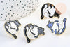 Broche pins chat noir & blanc Ying Yang mystique doré émail noir,broche dorée, décoration veste, 30x25mm,x1 G5553