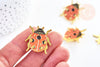 Broche pins coccinelle insecte ailé mystique doré émaillé,broche dorée, décoration veste, 27x25mm,x1 G5543