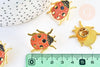 Broche pins coccinelle insecte ailé mystique doré émaillé,broche dorée, décoration veste, 27x25mm,x1 G5543