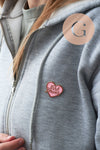 Broche pins coeur GIRL POWER émaillé rose 31mm, idée cadeau EVJF anniversaire x1 G9459