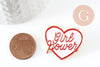 Broche pins coeur GIRL POWER émaillé rose 31mm, idée cadeau EVJF anniversaire x1 G9459