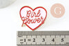 Broche pins coeur GIRL POWER émaillé rose 31mm, idée cadeau EVJF anniversaire x1 G9459