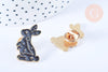 Broche pins lapin motif mystique noir doré émail 26x17mm,broche dorée, décoration veste,x1 G6617