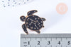 Broche pin's tortue de mer motif mystique noir doré émail 26.5x25.5mm,broche dorée, x1 G6616