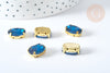 Cabochon cristal ovale bleu intense avec serti en laiton doré 14x10mm, accessoires pour création de bijoux, lot de 5 G8115