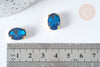 Cabochon cristal ovale bleu intense avec serti en laiton doré 14x10mm, accessoires pour création de bijoux, lot de 5 G8115