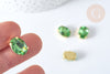 Cabochon cristal ovale vert clair avec serti en laiton doré 14x10mm, accessoires pour création de bijoux, x 5 G8112