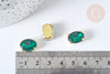 Cabochon cristal ovale vert emeraude avec serti en laiton doré 14x10mm, accessoires pour création de bijoux, lot de 5 G8113