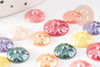 Cabochon dôme rond porcelaine irisé 10mm, cabochons, porcelaine, fait main, motif floral, X20 G1807