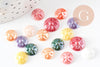 Cabochon dôme rond porcelaine irisé 10mm, cabochons, porcelaine, fait main, motif floral, X20 G1807