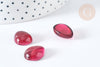 Cabochon goutte verre lisse 18x13mm Rouge magenta, cabochon pour création de bijoux, X1 G8130