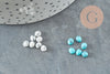 Cabochon howlite blanche turquoise, cabochon ovale, howlite de synthèse,4.5x4mm,pierre laboratoire,cabochon dôme, X10 G1727