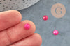 Cabochon jade rose fuchsia, fournitures créatives, cabochon rond, jade naturel,jade rose, pierre naturelle,6mm, X1 G1411