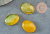 Cabochon ovale jade naturel teinté jaune 18x13mm, création bijoux pierre naturelle X1 G9515