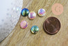 Cabochon rond écailles résine irisée multicolore 10mm, cabochon pour création bijoux, lot de 10 G7101