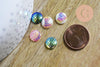 Cabochon rond écailles résine irisée multicolore 10mm, cabochon pour création bijoux,X10 G7101