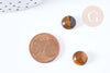 Cabochon rond oeil de tigre naturel 10mm, cabochon création bijoux pierre, X1 G8657