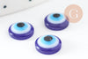 Cabochon rond résine bleue mauvais oeil, chance, cabochon plastique, gri-gri,8mm , X20 (2.7g) G0303