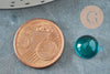 Cabochon rond verre lisse 10mm turquoise foncé, cabochon pour création de bijoux, X1 G8605