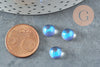 Cabochon verre demi-rond clair irisé opalite AB 8mm, accessoires pour création de bijoux, X1 G8333