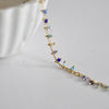 Chaine Dorée perles bleue 16K, chaine bijou, création bijoux, plaqué or,chaine perle dorée,chaine perles,2 mm, 1 metre-G629