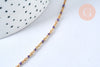 Chaine acier inoxydable 304 dorée 14k complète résine mauve 1.5mm collier,chaîne fine,45.5cm, x1 G5408