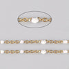 Chaine dorée acier inoxydable doré fantaisie résine blanche paillette 2mm,chaine doree acier inoxydable, X 1 mètre G6735