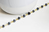 Chaine dorée perle cristal noir, chaine collier ,chaine lunettes,chaine fantaisie 6x4mm,X1 1 metre,G3460