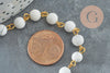 Chaine dorée perle howlite naturelle 6.5mm, chaine pierre, pierre naturelle chaine lunettes, X 50cm G4141