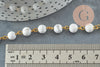 Chaine dorée perle howlite naturelle 6.5mm, chaine pierre, pierre naturelle chaine lunettes, X 50cm G4141