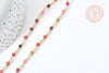 Chaine laiton doré perle agate naturelle colorée facettée 4.5mm, chaine collier,chaine lunettes fantaisie x 50cm - G8079