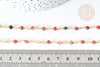 Chaine laiton doré perle agate naturelle colorée facettée 4.5mm, chaine collier,chaine lunettes fantaisie x 50cm - G8079