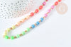 Chaine perles tubes polymère multicolore heishi fer doré 6mm, fabrication bijoux coloré, x1m G7237