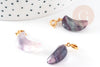 Charm Lune fluorite violette laiton doré 25-28mm, pendentif en pierre naturelle, fluorite naturel , x1 (G3544)