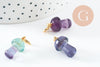 Charm champignon fluorite violette naturelle laiton dorée 28mm, pendentif en pierre naturelle, x1 (G9812)