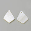 Charm losange nacre blanche naturelle 20mm, coquillage blanc, création bijoux, x 10 (G1062)