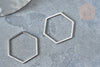 Charms hexagone acier 201 inoxydable argenté 20mm,création bijoux acier inoxydable, x1 G7863