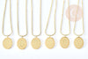 Collier médaille gravée ovale signe astrologique acier 304 inoxydable doré 30x20mm, un pendentif horoscope astrologique, x1 G7648