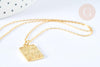 Collier rectangle symbole porte bonheur argent 925 doré 24K- 45cm,idée cadeau anniversaire, x1 G7258