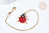 Collier sautoir pendentif tissage coccinelle perle de rocailles acier doré 50cm, cadeau pour femme, x1 G7688